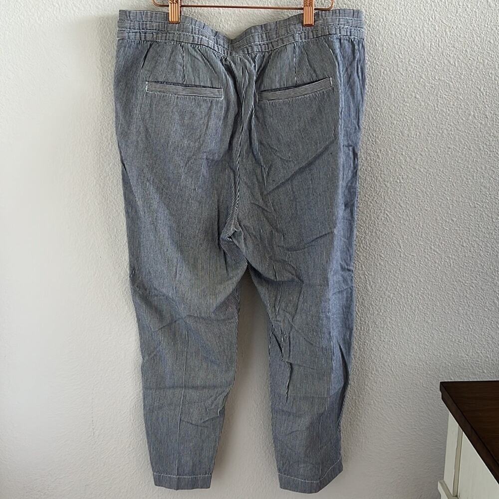 GAP Easy Pant Striped Pull on Elastic Waist Drawstring Cotton Viscose Pants L - Picture 2 of 7